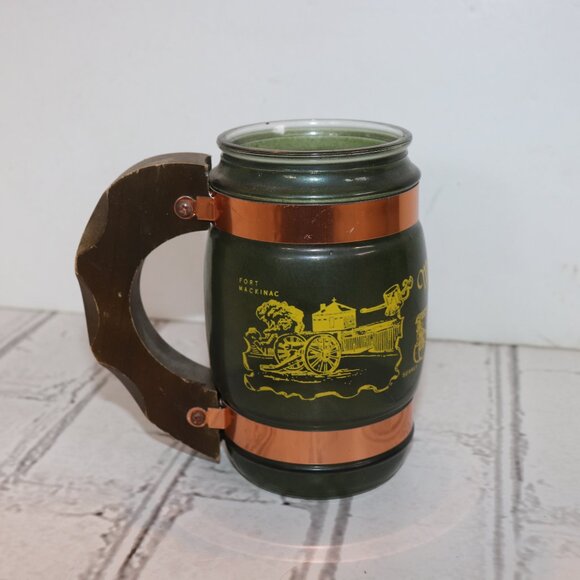 🏞️ Mackinac Island Mug · Vintage Glass, Wood & Copper · 5" Tall - Picture 4 of 6